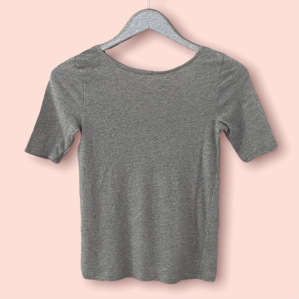Madewell Gray Fitted Sleeve T-Shirt Blouse with Scoop Back